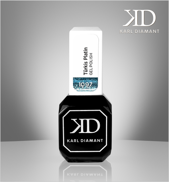 UV Gel polish in Türkis mit feinen Glitzerpartikeln.