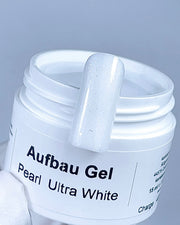 Aufbau Gel  White mit feinem Glitzer.