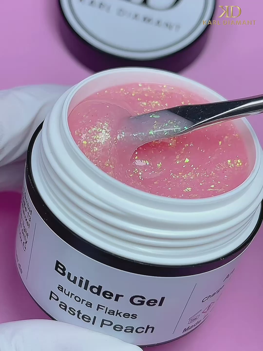 Video laden: Builder Gel Pastel Peach Aurora Flakes 4148