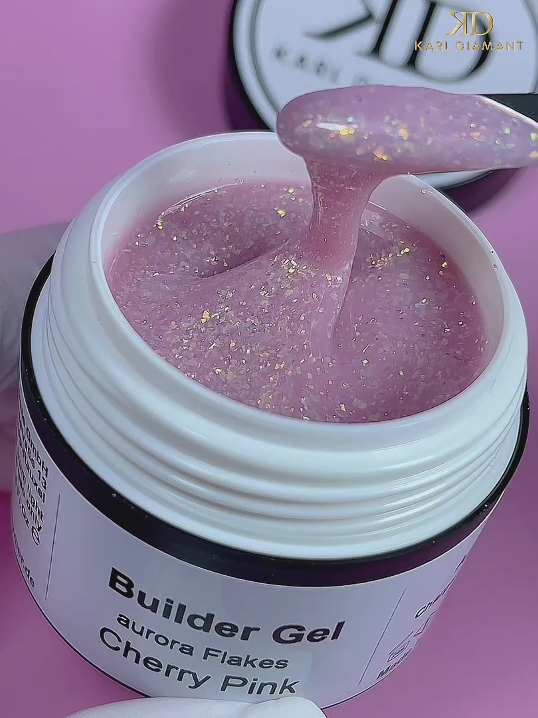 Video laden: Builder Gel Cherry Pink Aurora Flakes 4147