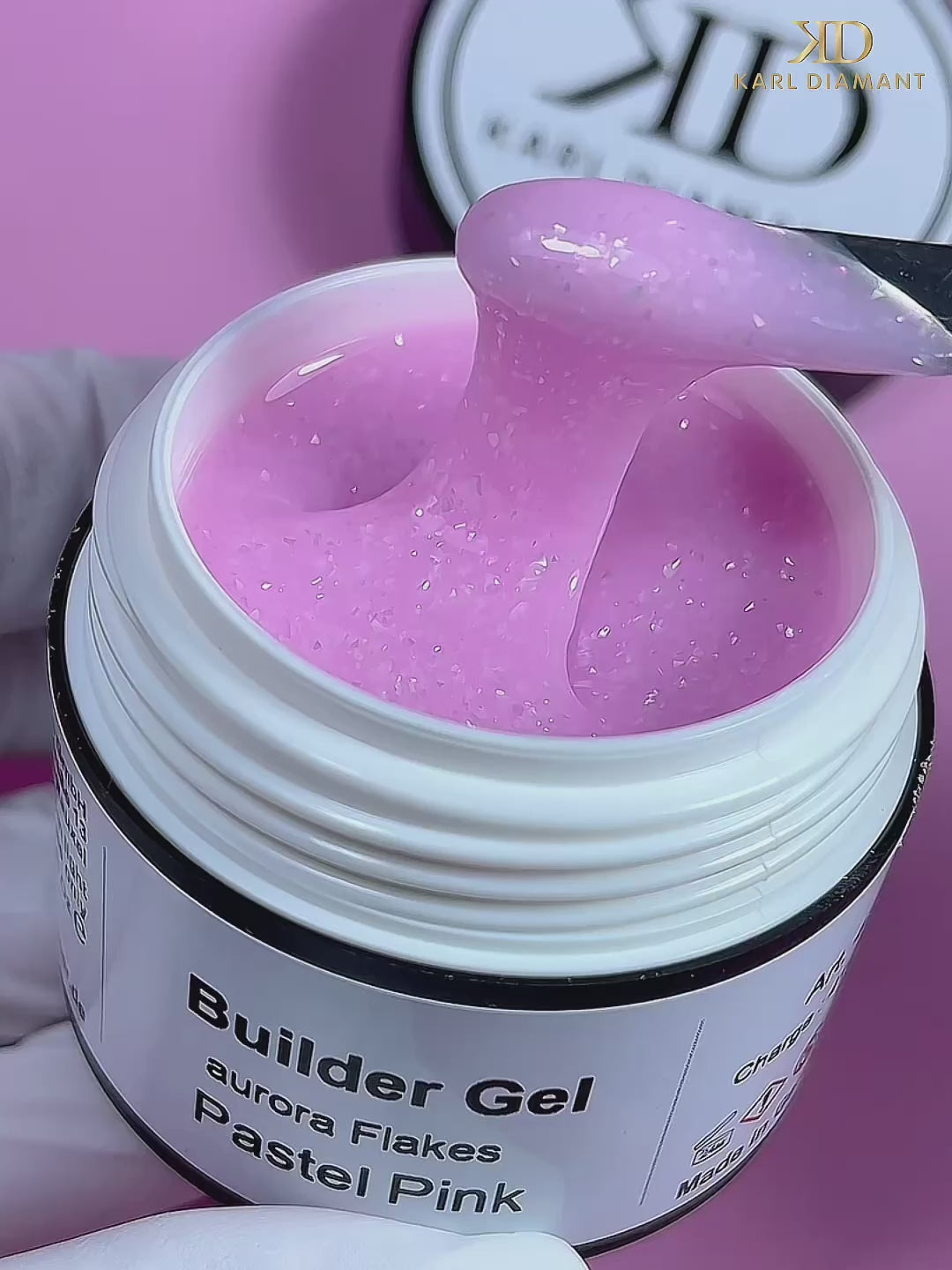 Video laden: Builder Gel Pastel Pink Aurora Flakes 4143