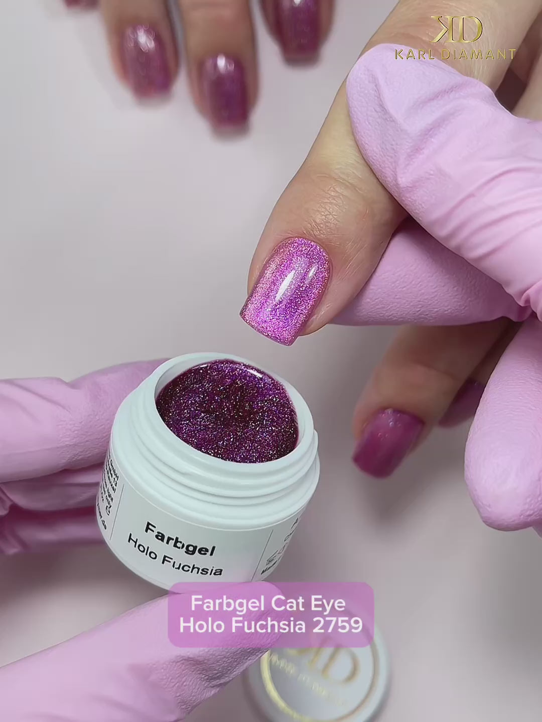 Video laden: Farbgel Cat Eye Holo Fuchsia 2759