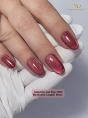  Nails Cat Eye Reflective Copper Rose